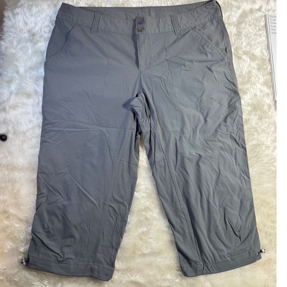Columbia Womens Gray Nylon Stretch Hiking Capri Toggle Pants Size 12